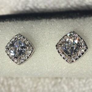 Princess Halo Crystal Stud Earrings